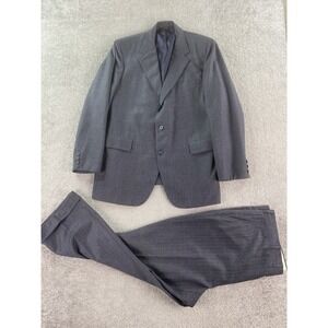 Vintage Corbin Suit 44 R Blue Wool Tweed Striped Luxury Designer USA Pants 38x28